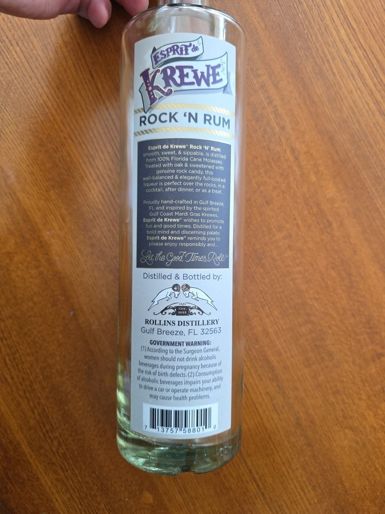 Esprit de Krewe Vodka Rum Bottle Empty
