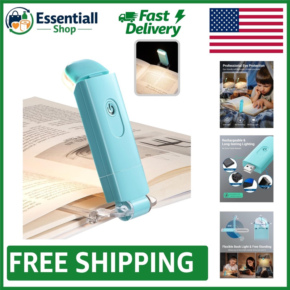 USB Rechargeable Clip-On LED Book Light - Adjustable Brightness for Reading