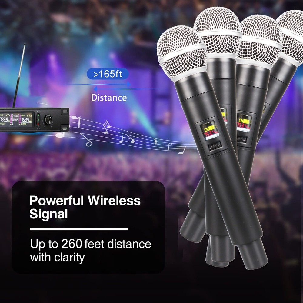 Professional Microphone Wireless 4 Channels Handheld Dynamic Karaoke Mic Band