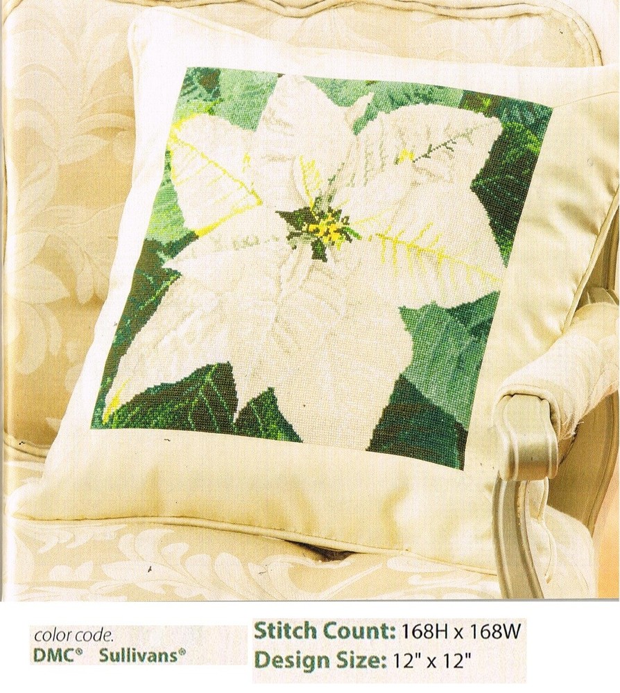 POINSETTIA PILLOW   CROSS STITCH PATTERN ONLY - YD  EREW