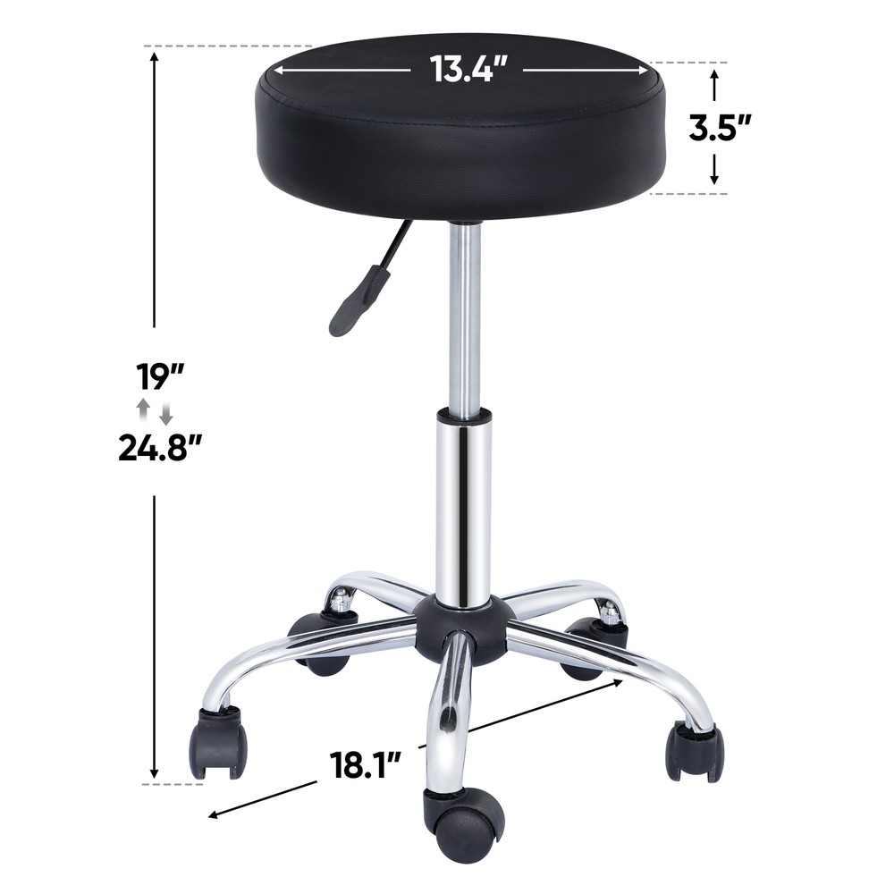 2X Adjustable Height Salon Stool Backless Spa Chairs Massage Stools Swivel Black