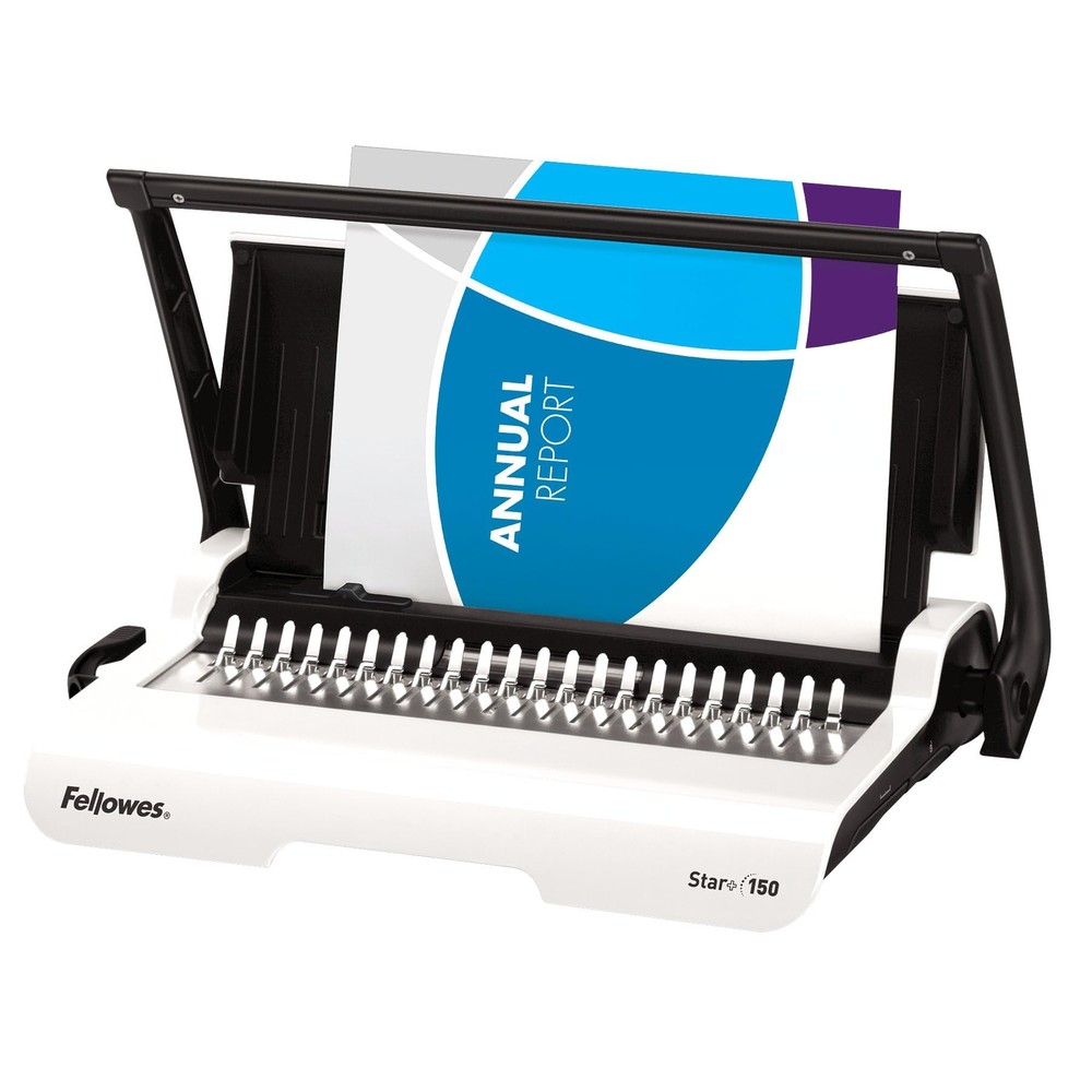 Fellowes Star Plus Comb Binding Machine Manual Punches Binds 150 Sheets Gray