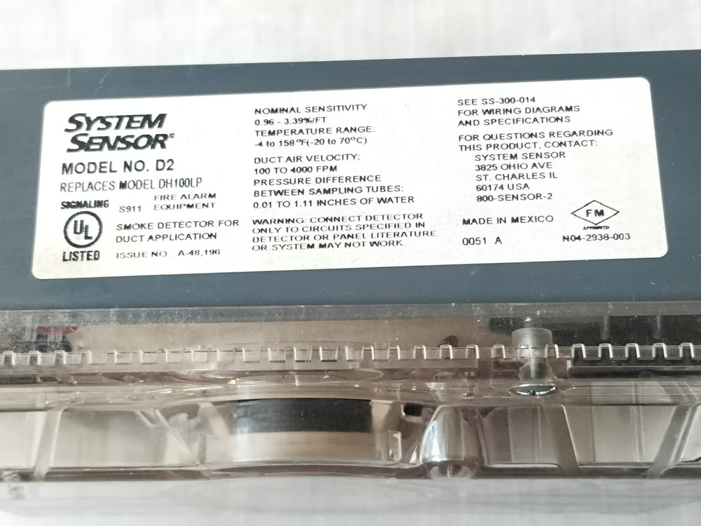 SYSTEM SENSOR DUCT SMOKE SENSOR D2