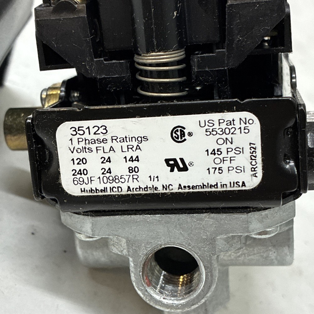 Hubbell 69JF109857R Air Compressor Pressure Switch Control Valve