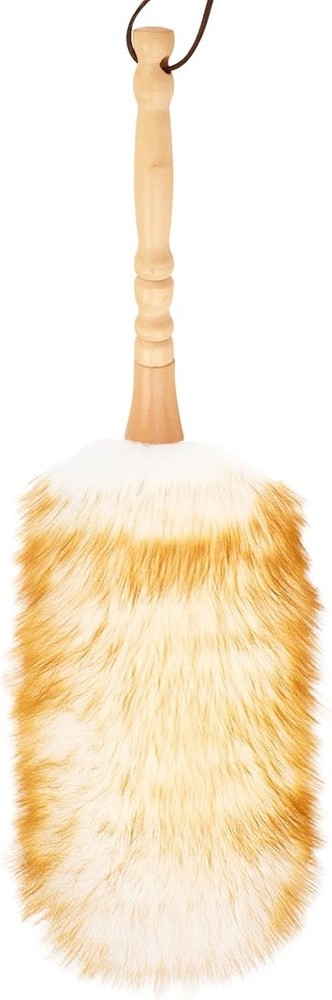 Lambswool Duster W/ Solid Wooden Handle,Leather Hang Strap,Comfortable Grips