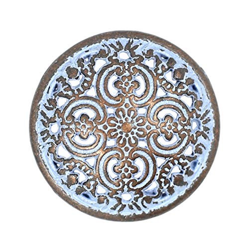 Bezelry 12 Pieces Flowery Engraving Copper Blue 18 millimeters,