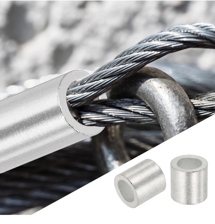 4Pcs 1/2"(12mm) Aluminum Crimping Loop Sleeve Round Wire Rope Stop Silver