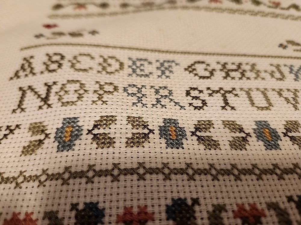 Cross Stitch Sampler 9.5" X 9.5" Unframed