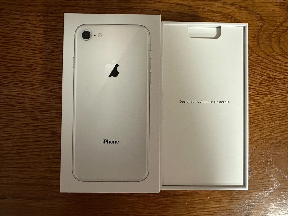 Original Empty Box Apple iPhone 8 64GB Silver MQ732LL/A w/Sleeve & Decals