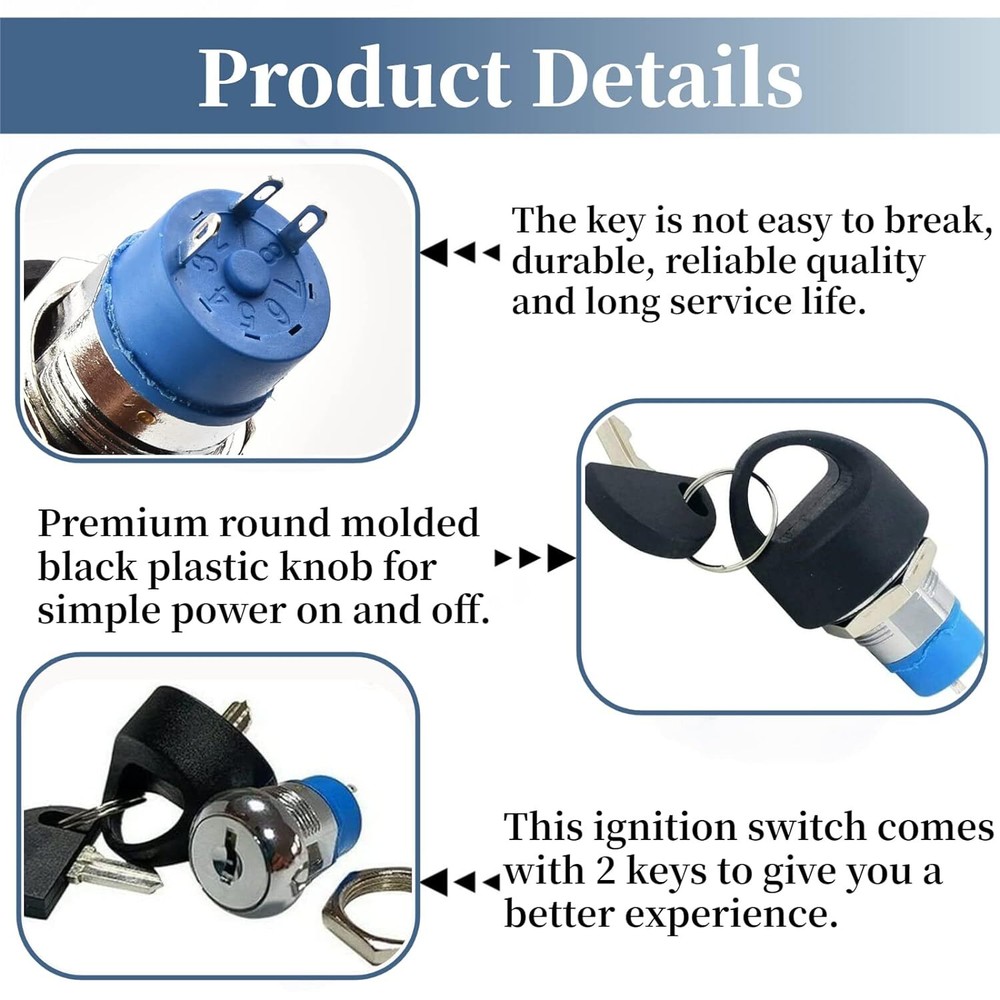 Mobility Scooter Ignition Switch for Pride with 2 Keys Replacement Lock