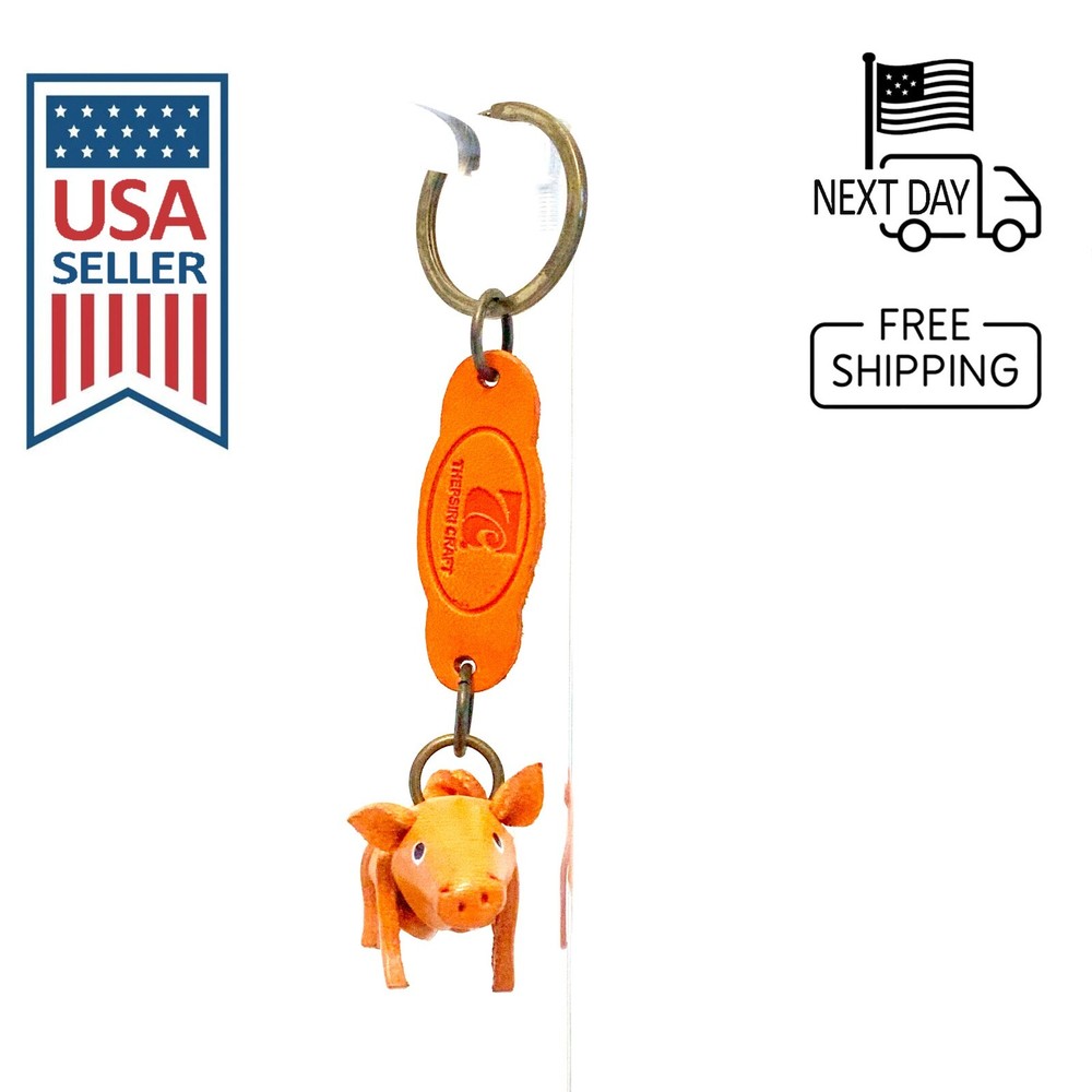 Pig Handmade Leather Keyring