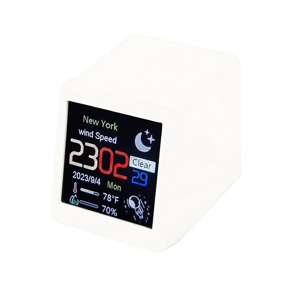 White Clock WIFI Weather Clock Screen Temperature Humidity Desktop Decor Gift