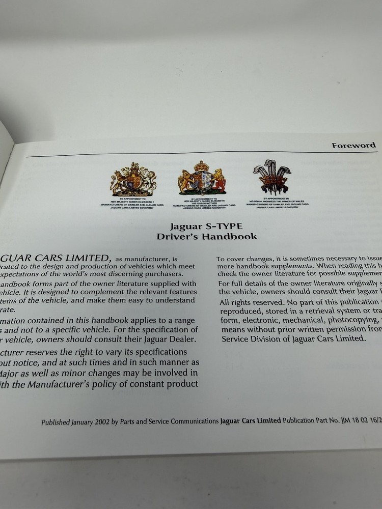 2002 Jaguar S-Type Owners Manual OEM Set