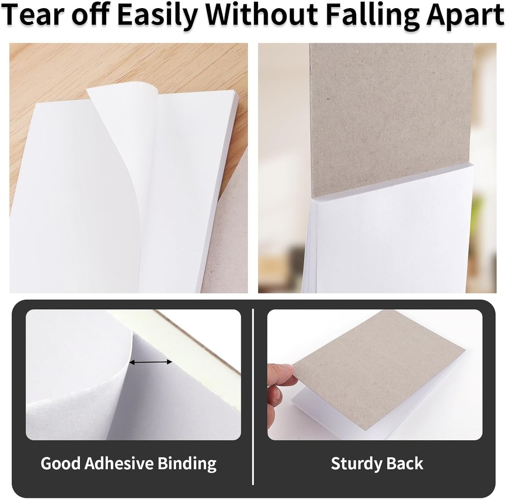 Note Pads In, Blank Notepad, White Scratch Pads for Writing, 50