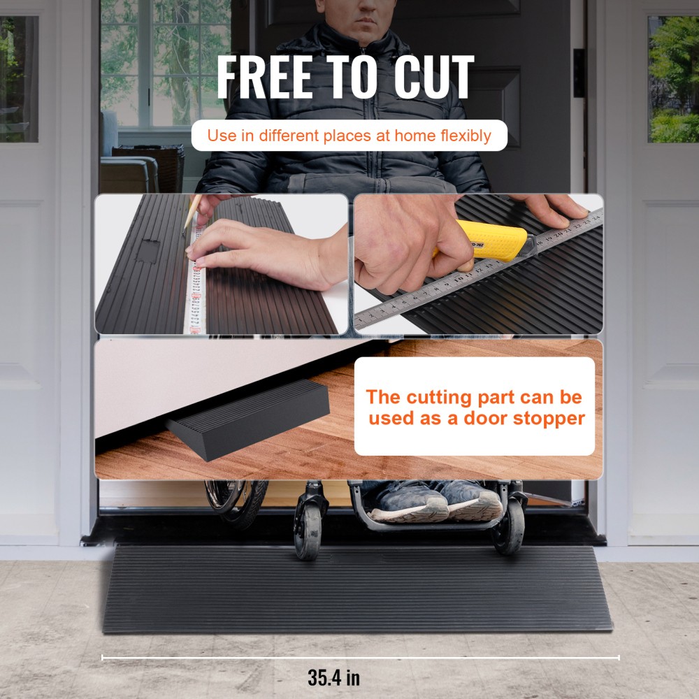 1.6" Rise Cuttable Threshold Ramp for Sweeping Robot, 35.4" Wide Natural