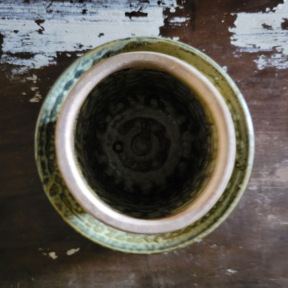 Vintage Studio Pottery Match Holder With Saucer Boho Rustic Decor
