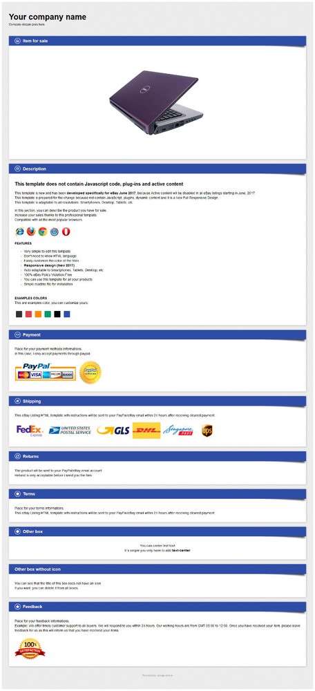 eBay Listing HTML Template (New Responsive Design 2021)