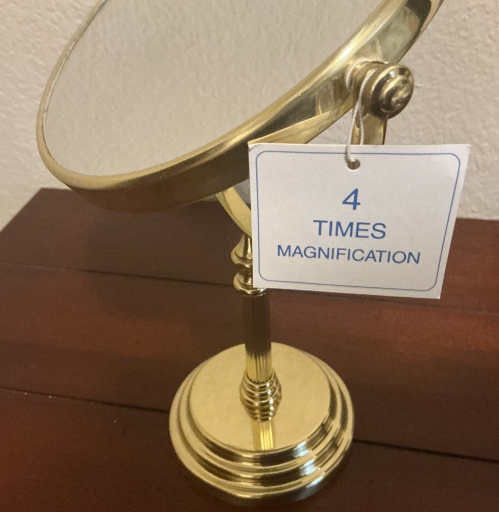 Vintage Kimball & Young Vanity Stand Mirror 6” Solid Brass Frame