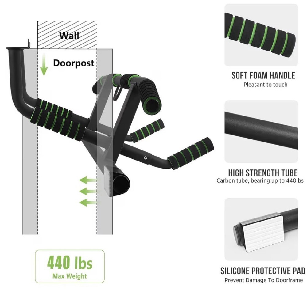 Multi Grip Pull Up Bar Doorway Workout Bar Foldable Home Gym New