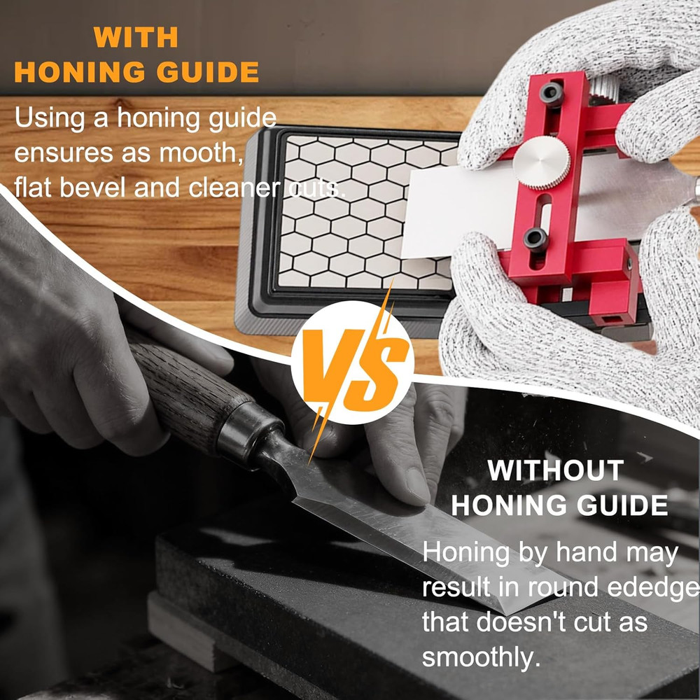 Chisel Sharpening Kit with Honing Guide & 400/1000 Grit Diamond Stone, Woodworki