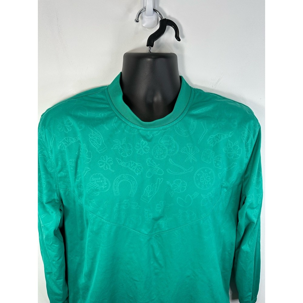 Nike Shield Golf Windbreaker Crew Embossed Pullover Size Medium Green