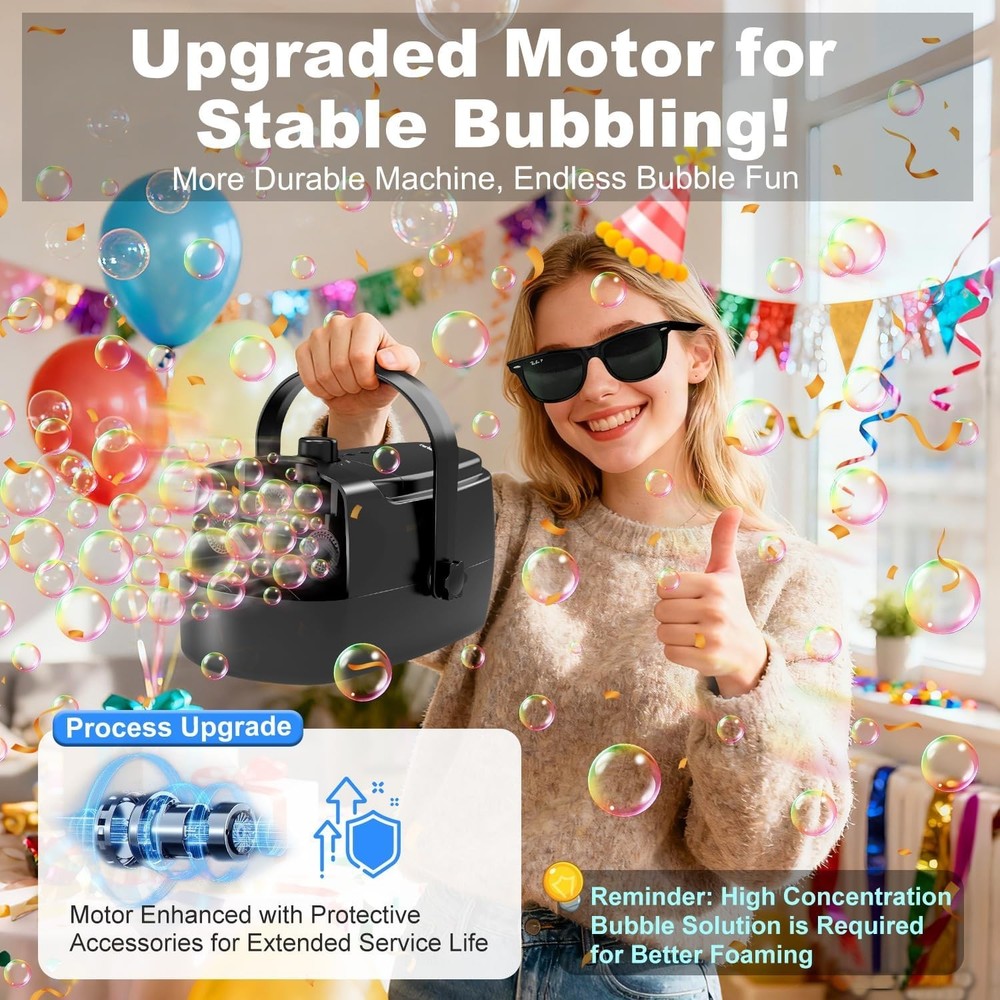 Electric Bubble Machine with Adjustable Output - Ideal for Birthdays & Weddings