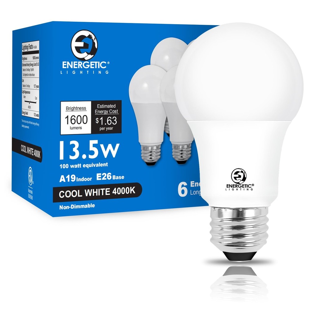 LED Light Bulbs 100 Watt Equivalent, 1600LM Super Bright, Non-Dimmable Cool W...