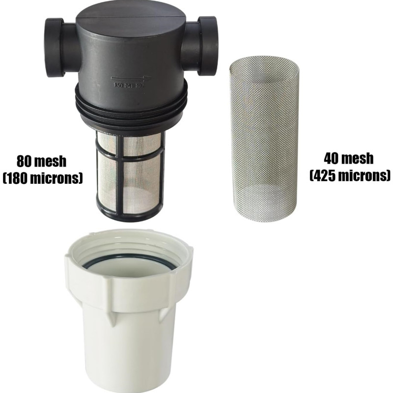 Water Pump Filter3/4'' Interface Equipped with40&80Mesh Stainless Steel Filters