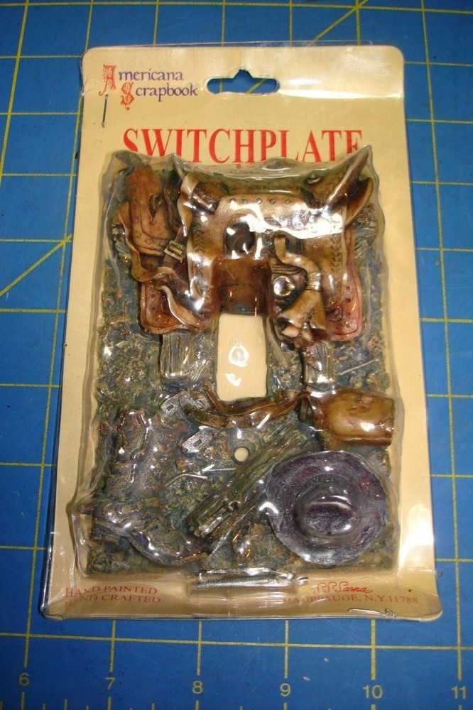 SINGLE SWITCHPLATE AMERICANA SCRAPBOOK NEW COWBOY THEME WESTERN SADDLE BOOT HAT