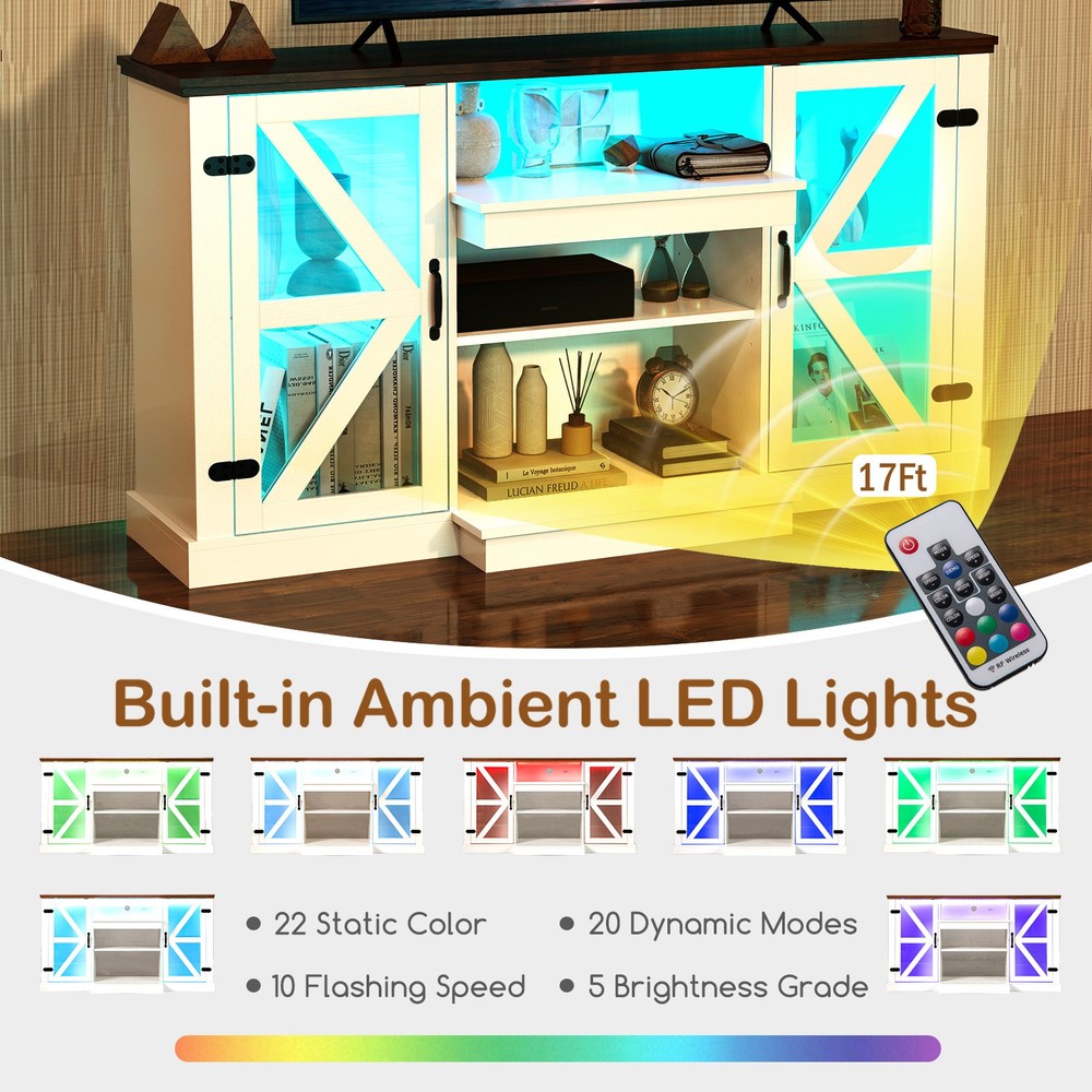59'' Media Console Table w/3-Level Shelves LED Lights 22 Dynamic Modes 20 Modes