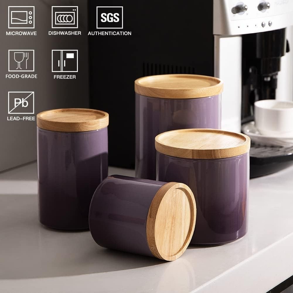 Sweejar Ceramic Food Storage Jar, Stackable Kitchen 58 Fl Oz, Gradient Purple
