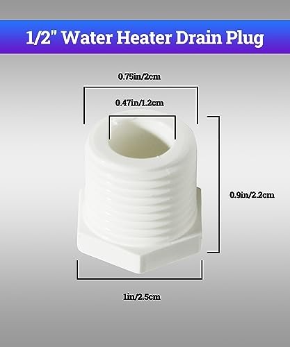 Zlirfy 1/2 Inch NPT Water Heater Drain Plug - 6 Pieces, Compatible With RV