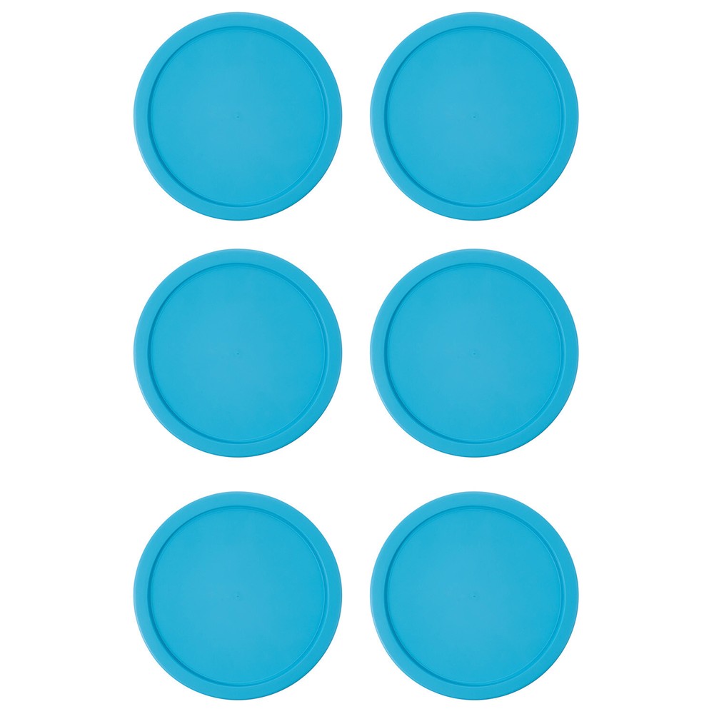 6 Replacement Lids Covers for Pyrex 2-Cup Containers, 5-Inch  7200-PC SKY BLUE