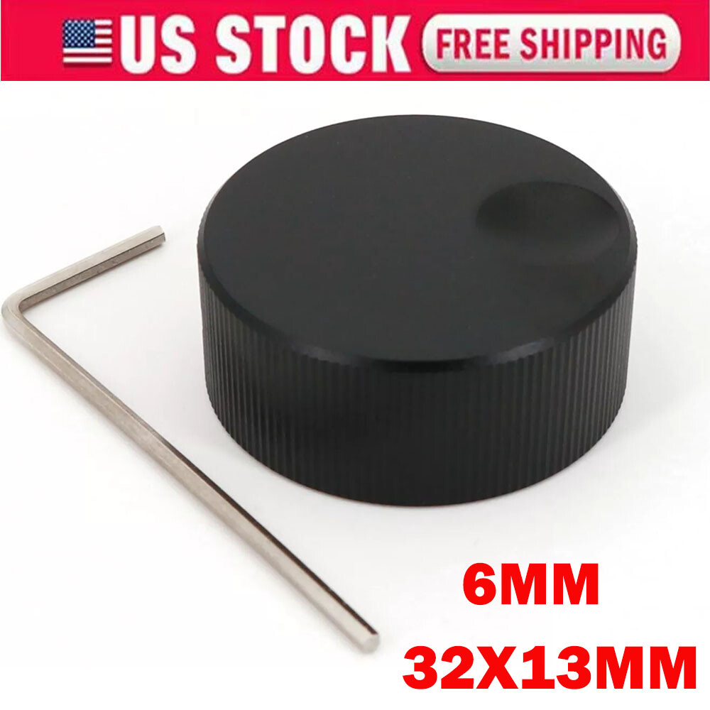 Black Solid Aluminum 32x13mm Audio Volume Rotary Control 6mm Potentiometer Knob