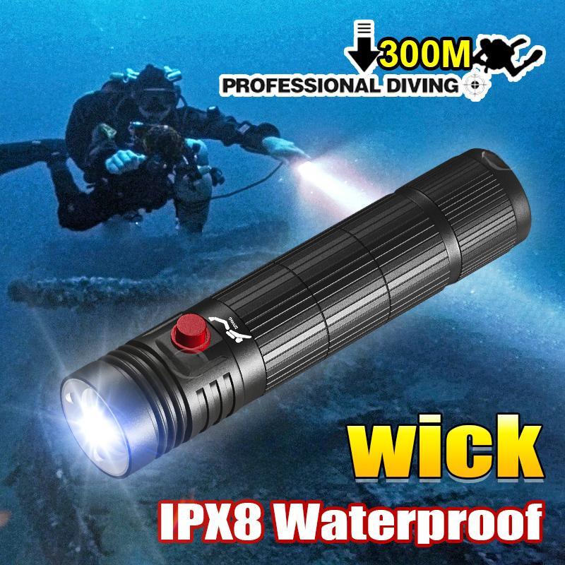 300000lm Professional LED Diving Flashlight Underwater Scuba Torch Dive Light