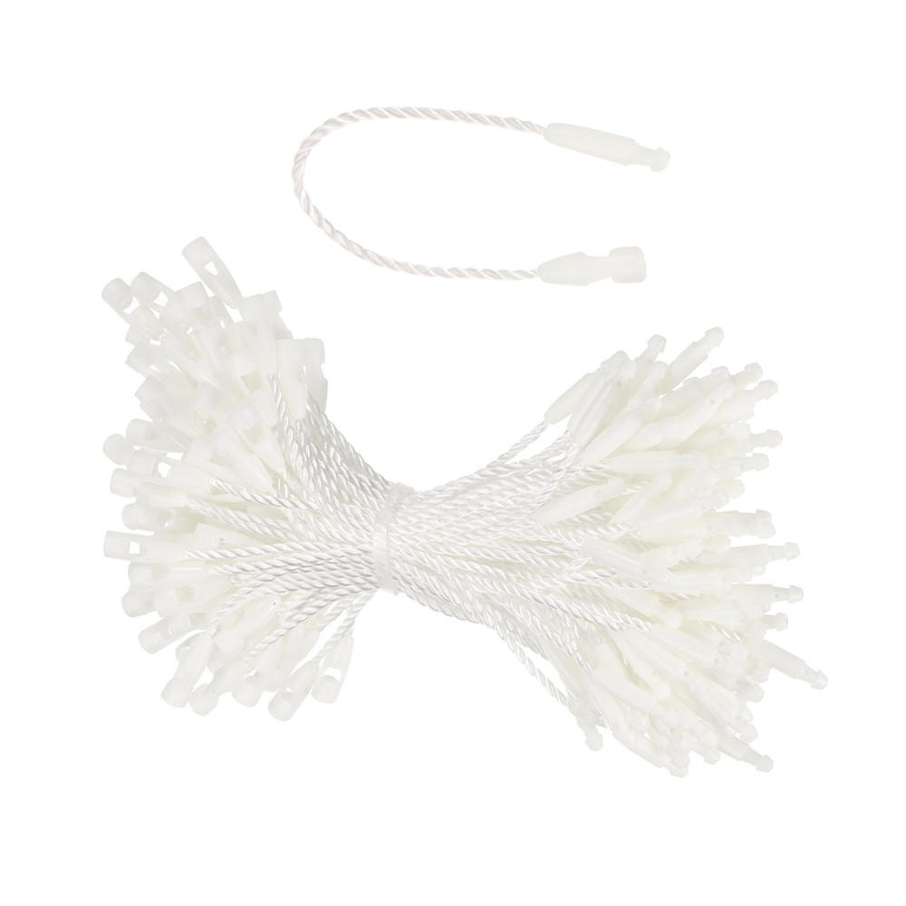 100Pack Cotton Hang Tag String Snap Lock Pins Loop Price White 3.2 Inch