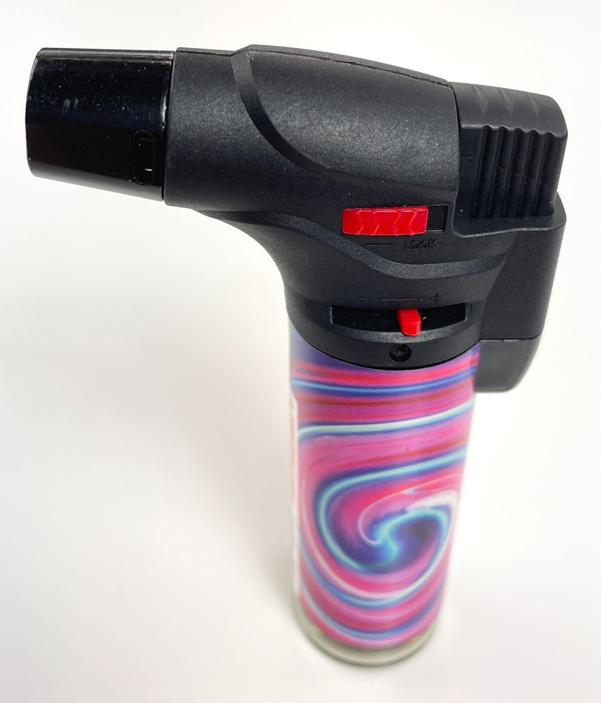 12 Pack Jumbo 4" Single Jet Flame Torch Gun Lighter Refillable Lockable Swirl