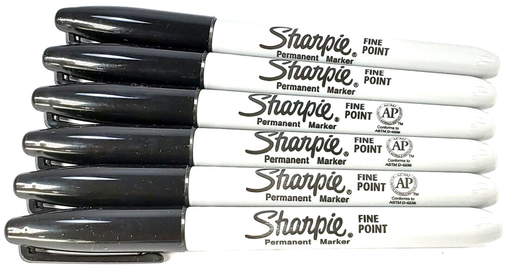 6 Pack - SHARPIE Original BLACK Sharpie Permanent Ink Marker, Fine