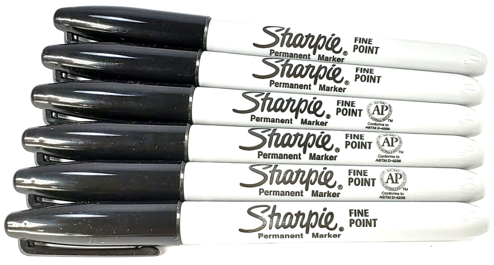 6 Pack - SHARPIE Original BLACK Sharpie Permanent Ink Marker, Fine