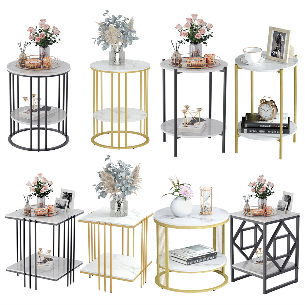 Various Chic Marble Coffee Table Sofa Side Table Home Furniture Gold Black Frame