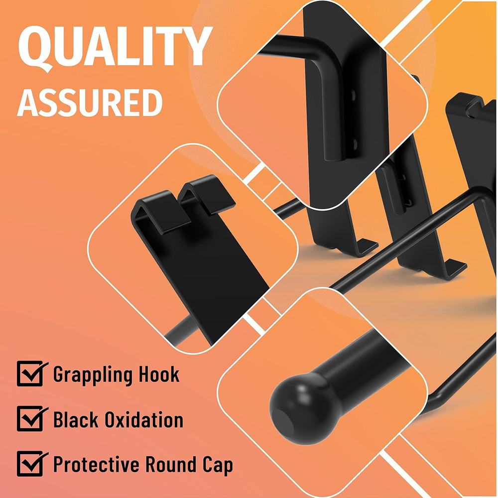 HUHOLE 32 Pack 6 Inch Gridwall Hooks for 3"X3" Wire Grid Panel – Black Heavy Dut