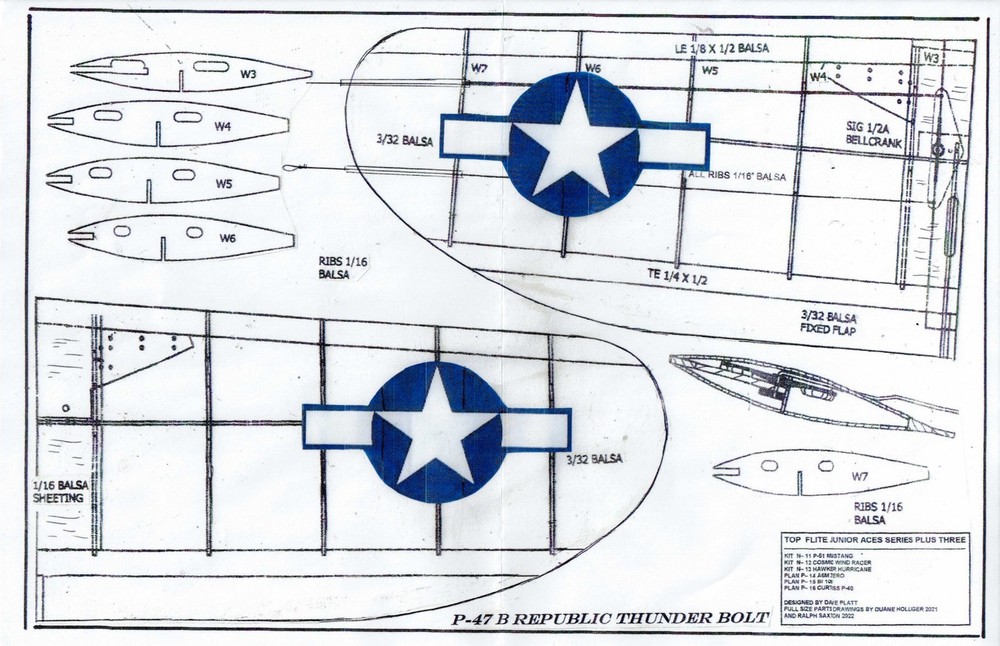 1/2 A U S ARMY P-47 Thunderbolt U-Control Model airplane plans only