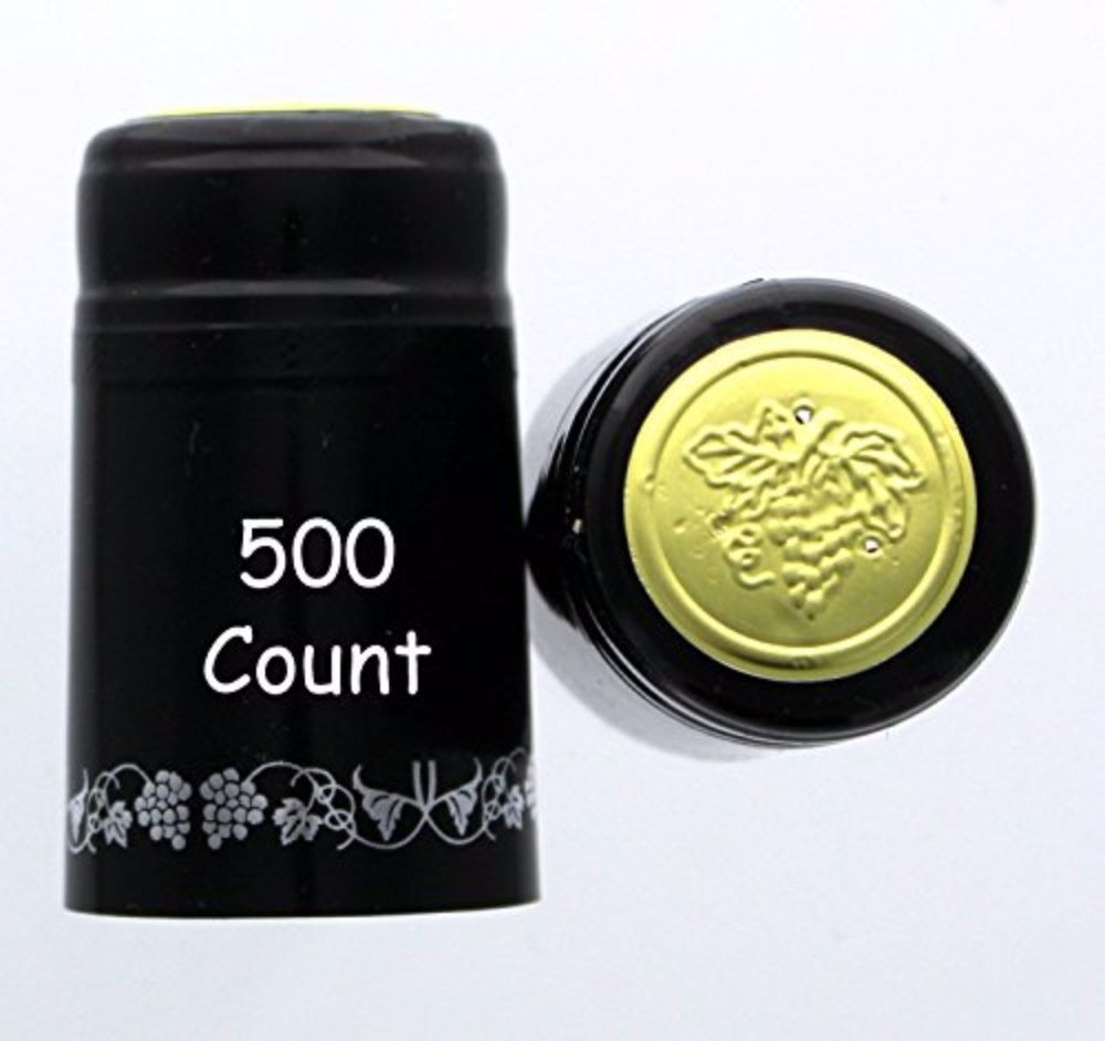 Black With Silver Grapes PVC Shrink Capsules-500 Count