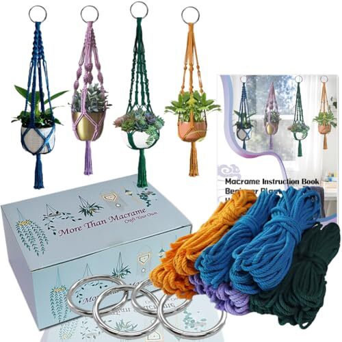 with Instruction Book Tutorials Metal Rings 4mm Macrame Plant Hanger Kit