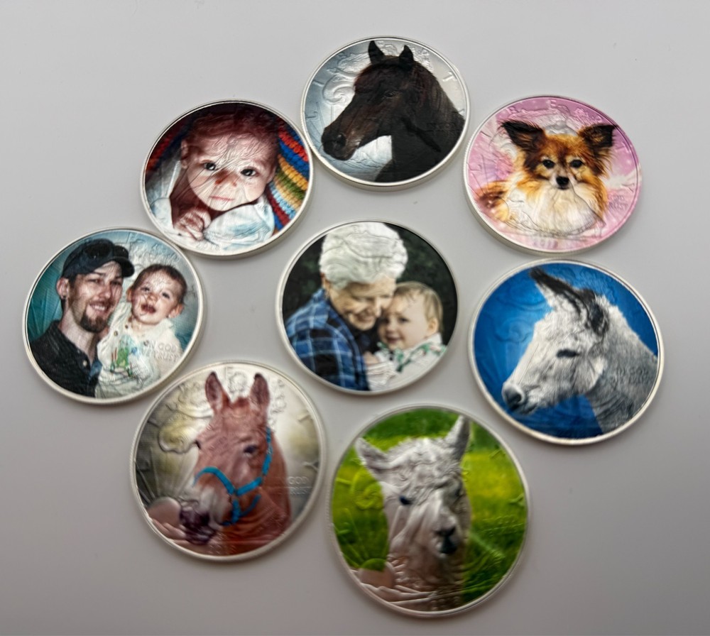 Front & Back - Personalized Custom YOUR Image on a Silver Eagle Pure Silver Coin