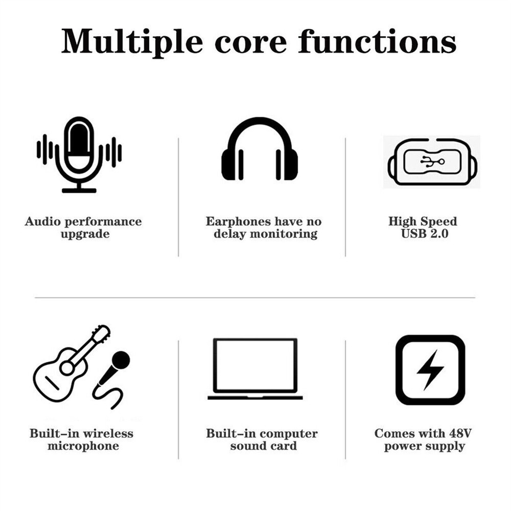 For Studio Recording USB Live External Sound Card Audio Interface Live Streaming