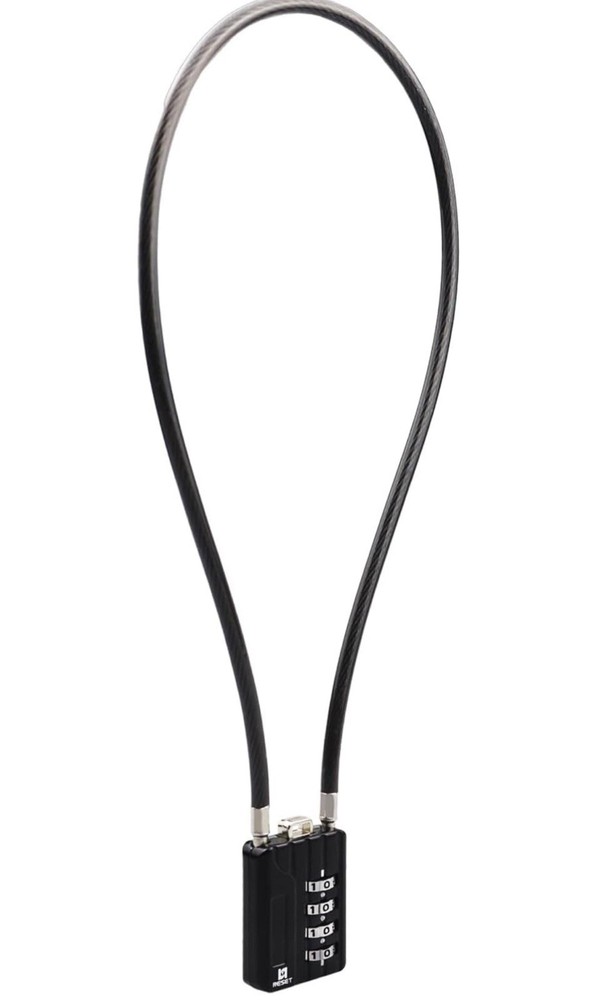 4 Digit Cable Combination Lock 20” (50cm) Flexible - 5 mm Diameter - Black