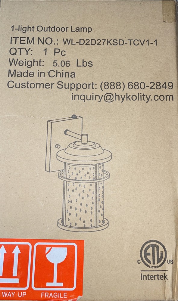 Intertek Outdoor Wall Mounted Lamp Light Black