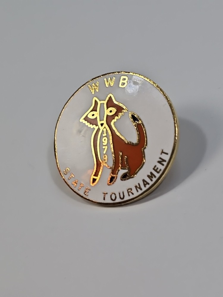 WWB State Tournament 1978 Bowling Lapel Pin Fox On White Background