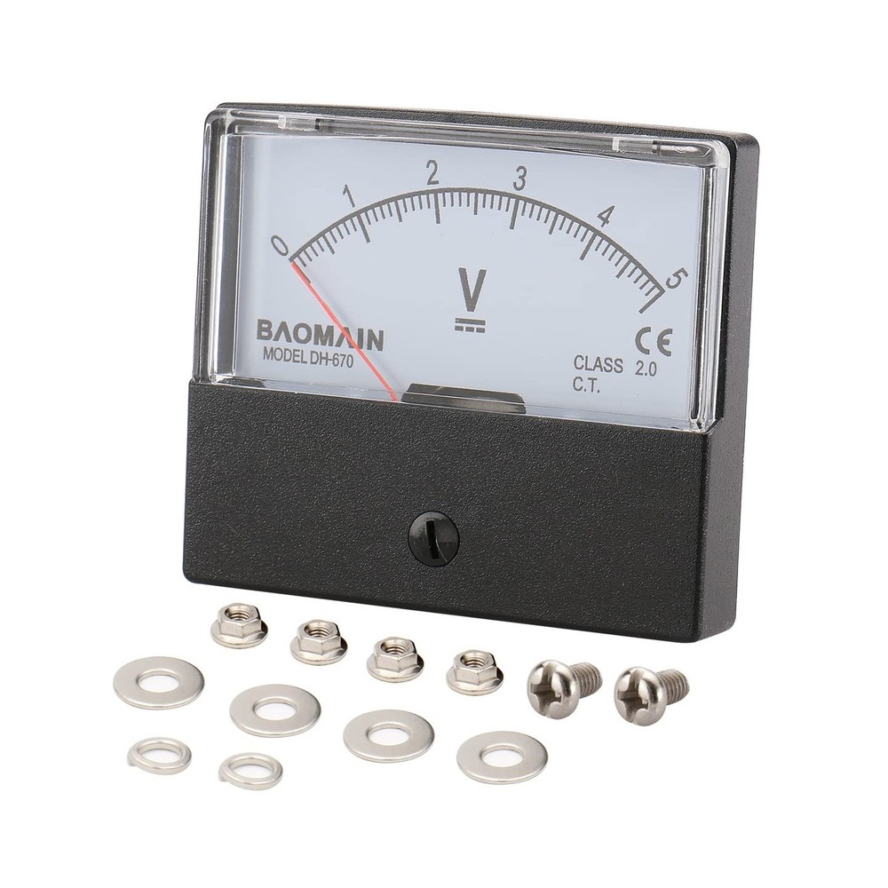 Baomain Voltmeter DH-670 DC 0-5V Rectangular Class 2.5 Analog Panel Volt Volt...